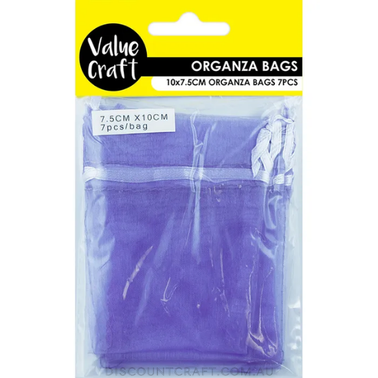 Mini Organza Bags 7pk- 10cm x 7.5cm - Lavender