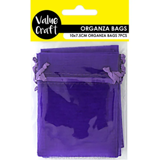 Mini Organza Bags 7pk- 10cm x 7.5cm - Purple
