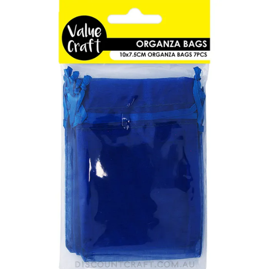 Mini Organza Bags 7pk- 10cm x 7.5cm - Royal Blue