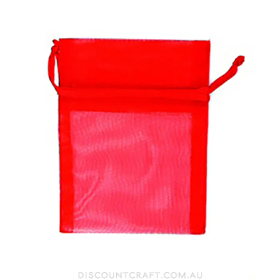 Mini Organza Bags 7pk- 10cm x 7.5cm - Red