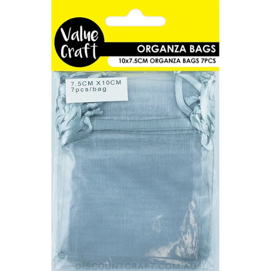 Mini Organza Bags 7pk- 10cm x 7.5cm - Silver