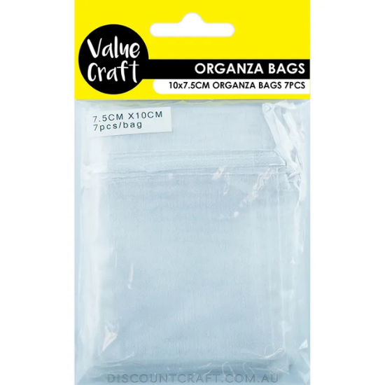 Mini Organza Bags 7pk- 10cm x 7.5cm - White