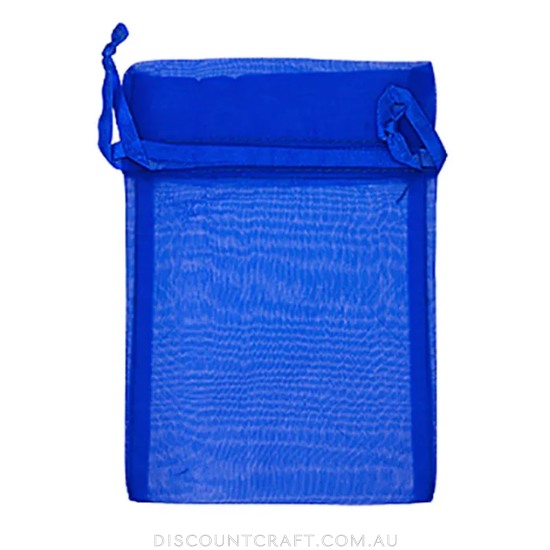 Small Organza Bags 5pk- 17cm x 12.5cm - Royal Blue