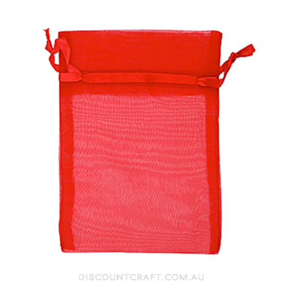 Small Organza Bags 5pk- 17cm x 12.5cm - Red