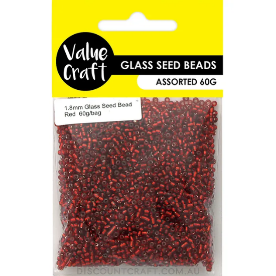 Glass Seed Beads 1.8mm 60g - Red
