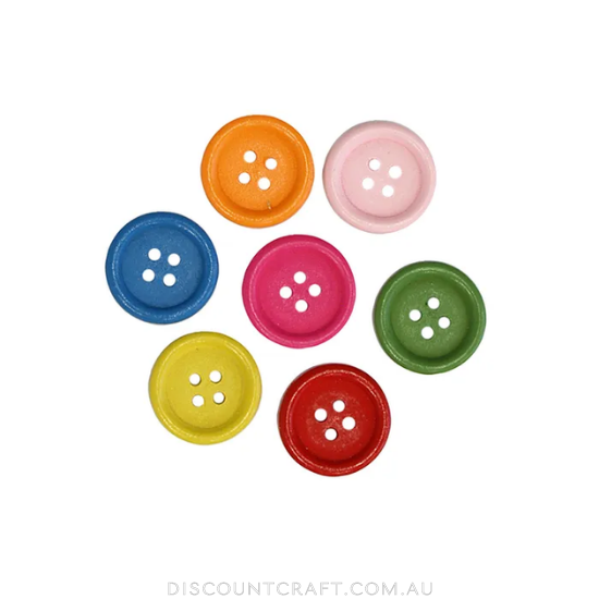 Buttons Wooden 2cm 20g- Assorted Colours