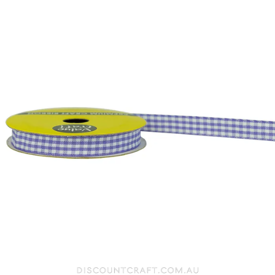 Gingham Ribbon 10mm 3m - Lavender