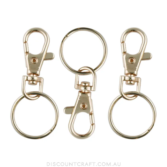 Key Ring with Swivel Clasp 3pk - Gold