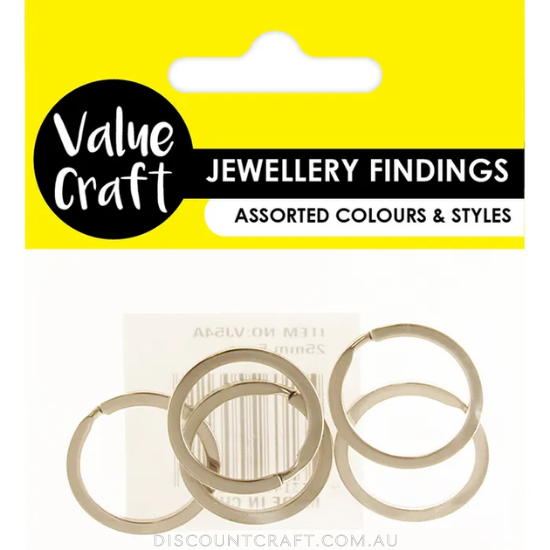 Flat Split Rings 25mm Silver 5pk