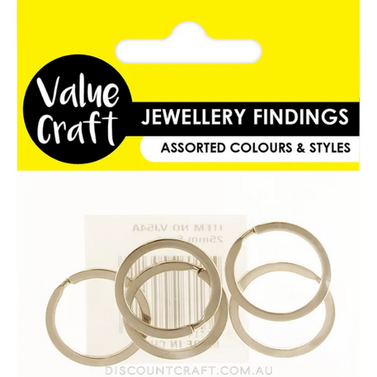 Flat Split Rings 25mm Silver 5pk