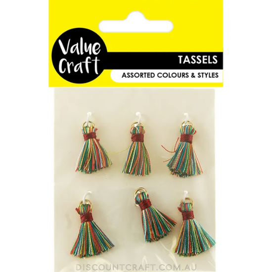 Tassels 2cm 6pk - Rainbow Multi