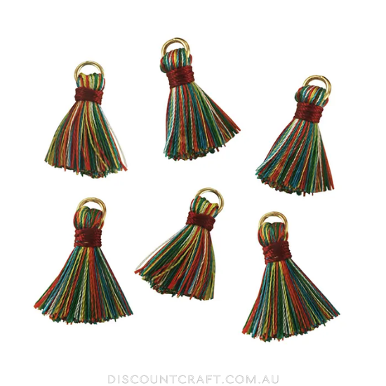 Tassels 2cm 6pk - Rainbow Multi