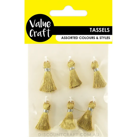 Tassels 2cm 6pk - Metallic Gold