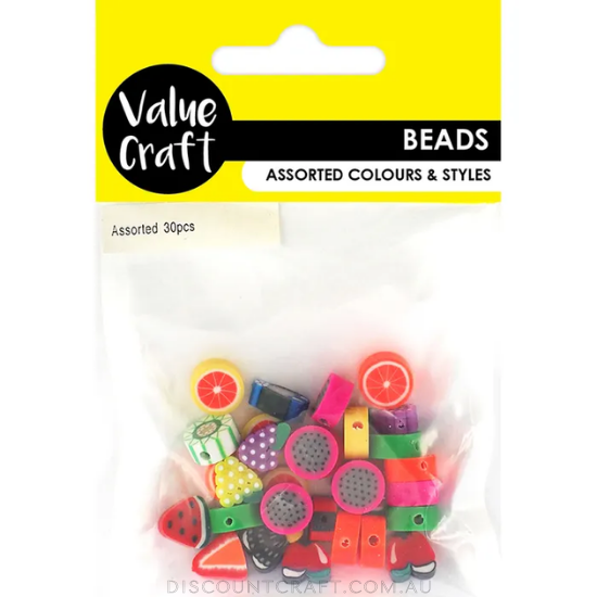 Fimo Fruit Beads - Round Assorted 10mm 30pk