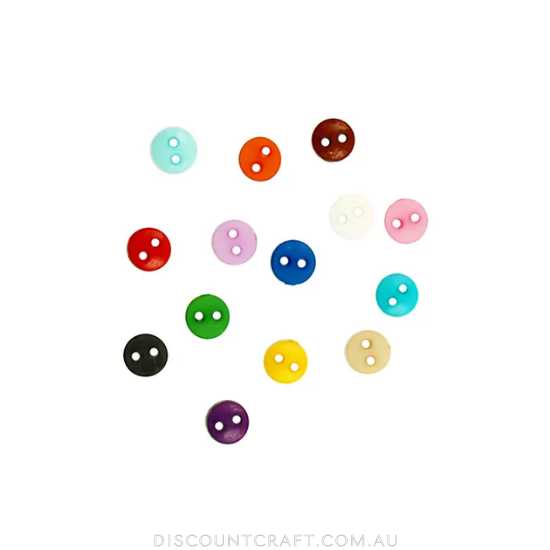 Buttons 6mm Mini Round 150pk - Assorted Colours