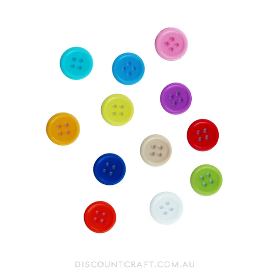 Buttons 1.5cm Small Round 70pk - Assorted Colours