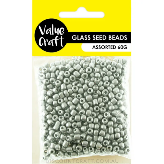 Seed Beads 3.6mm 60g - Metallic Silver