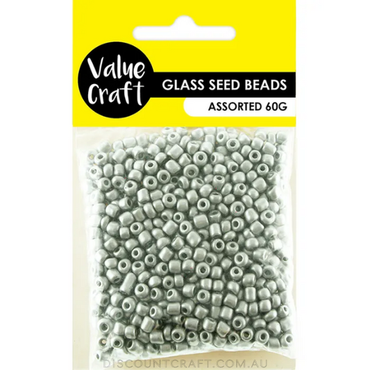 Seed Beads 3.6mm 60g - Metallic Silver