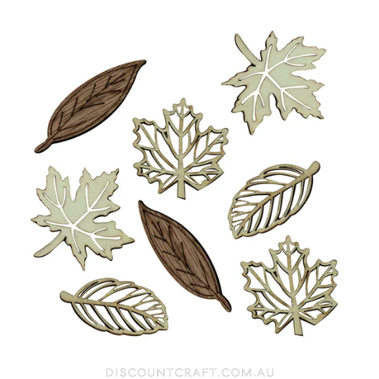 Wooden Leaves MDF Natural - Assorted Styles 8pk