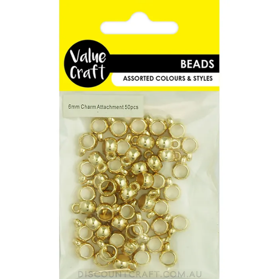 Charm Attachment Bead 6mm 50pk - Gold