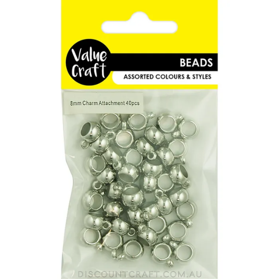 Charm Attachment Bead 8mm 40pk - Silver