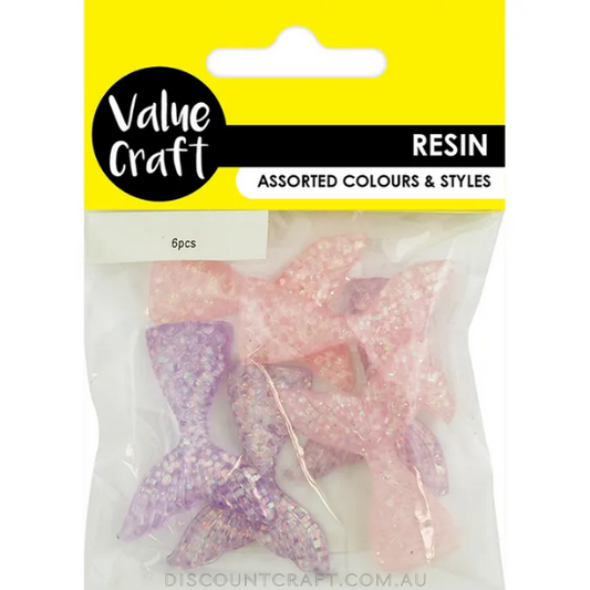 Pastel Mermaid Tails Resin Embellishments 6pk