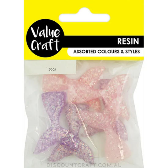 Pastel Mermaid Tails Resin Embellishments 6pk