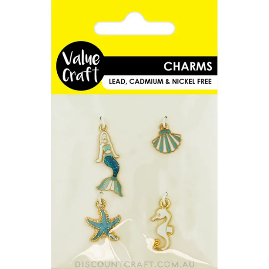 Ocean & Mermaid Charms 4pcs