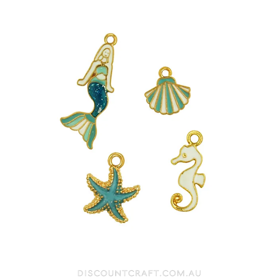 Ocean & Mermaid Charms 4pcs