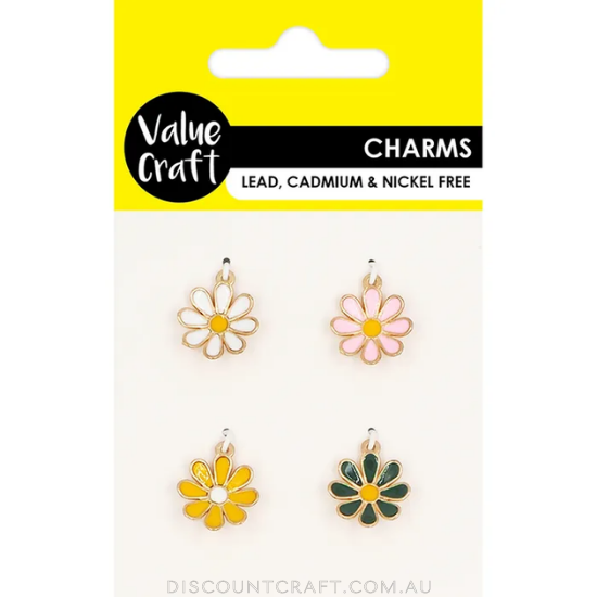 Multi Coloured Daisy Charms 4pcs