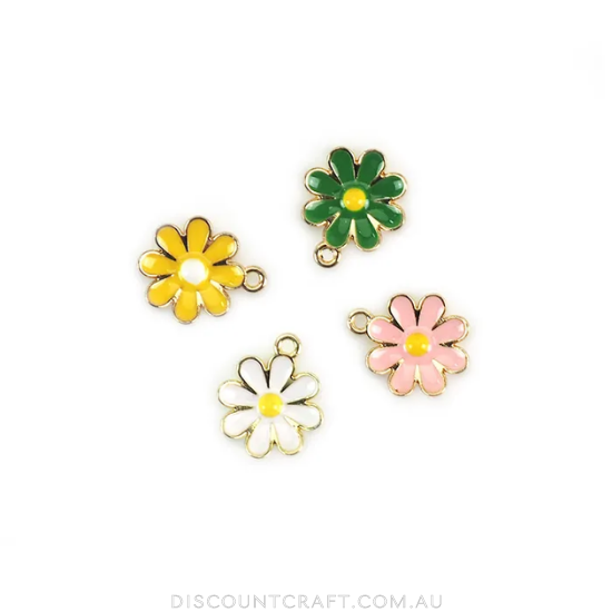 Multi Coloured Daisy Charms 4pcs