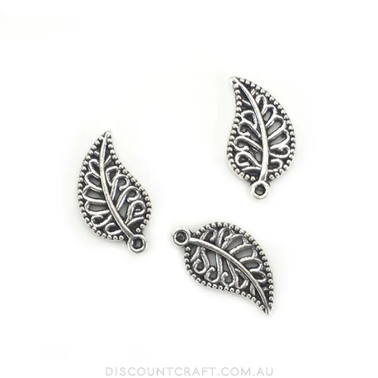 Silver Leaf 18mm Charms 8pk