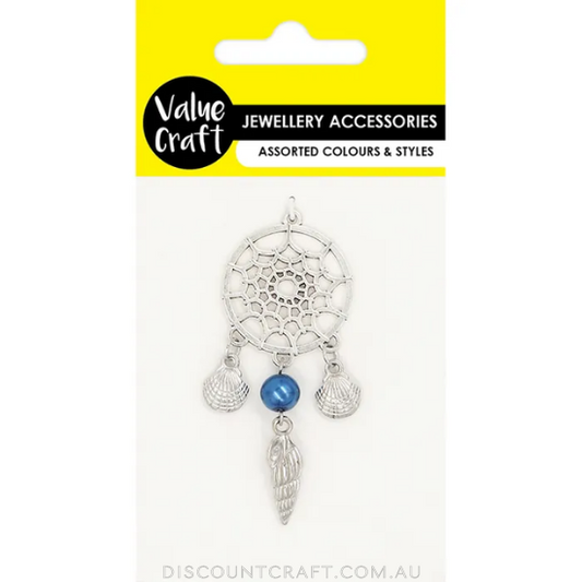 Dreamcatcher Shell Charm 1pk - Silver