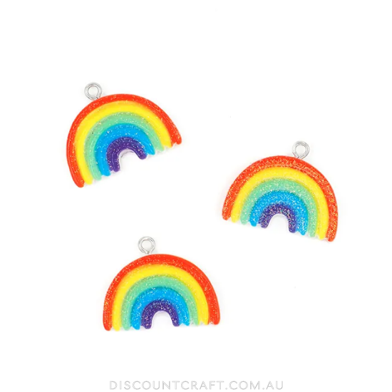 Rainbow Glitter Acrylic Charms 6pk