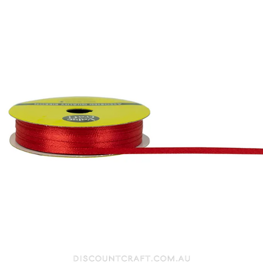 Satin Ribbon 3mm 15m - Red