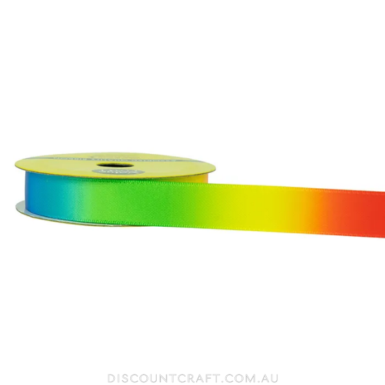 Polyester Satin Ribbon 15mm 3m- Ombre Rainbow