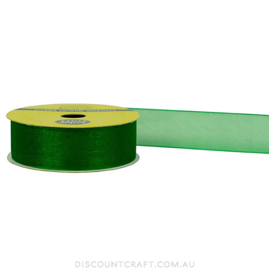 Organza Ribbon Woven Edge 22mm 7m - Green