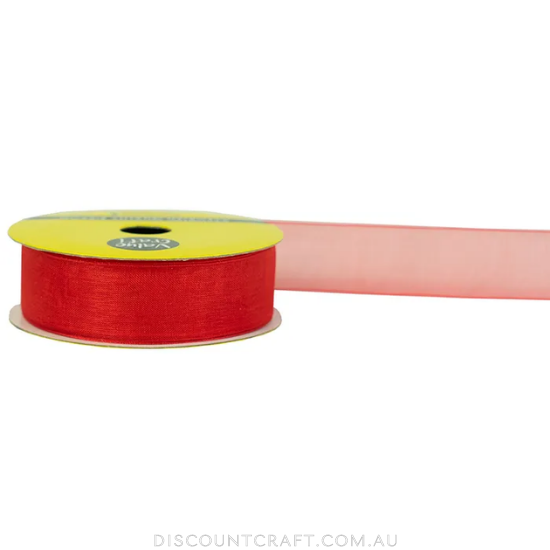 Organza Ribbon Woven Edge 22mm 7m - Red