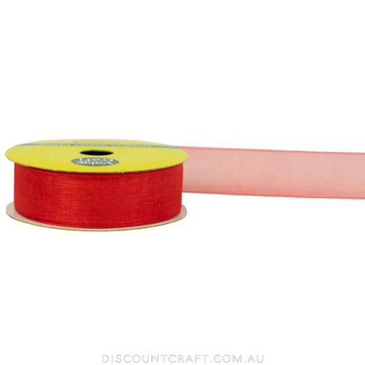 Organza Ribbon Woven Edge 22mm 7m - Red