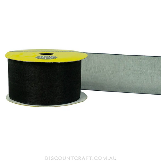 Organza Ribbon Woven Edge 38mm 4m - Black