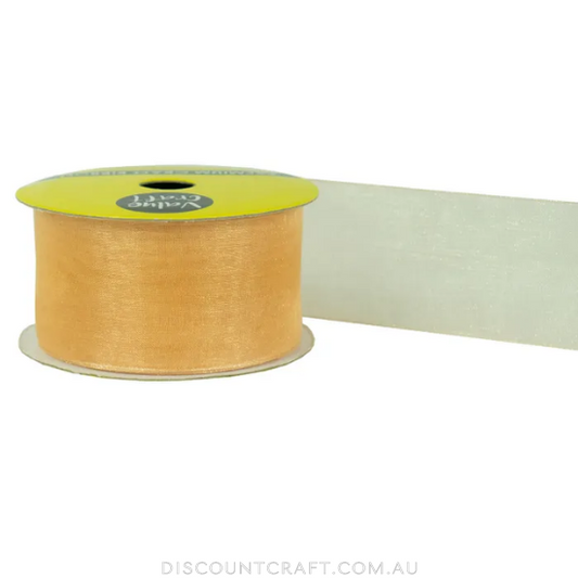 Organza Ribbon Woven Edge 38mm 4m - Gold