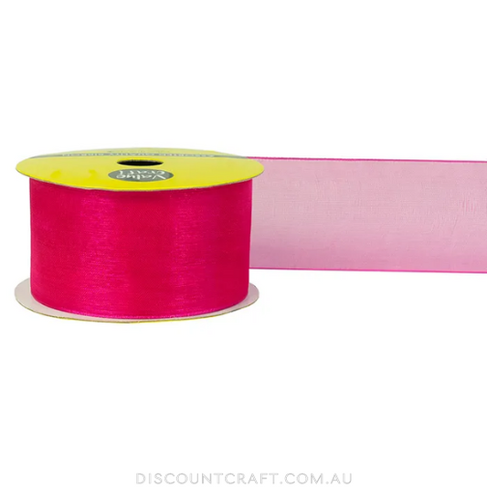 Organza Ribbon Woven Edge 38mm 4m - Hot Pink