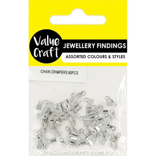 Fold Over Chain Crimpers 6mm - Silver 80pk