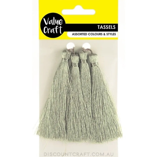 Tassels 70mm 4pk - Metallic Silver