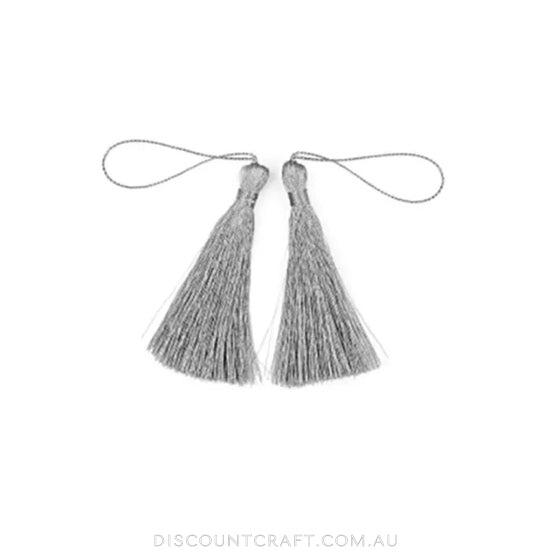 Tassels 70mm 4pk - Metallic Silver