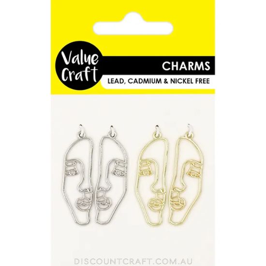 Abstract Face Charms 4pk