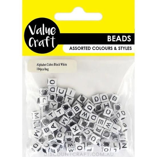 White Round Letter Beads Acrylic Alphabet Beads with Black L