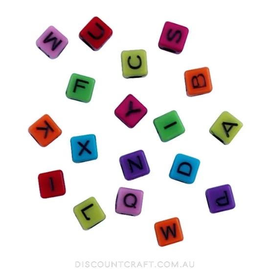 Alphabet Beads Cubes 6mm - Bright Colours 35g