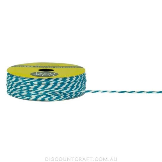 Bakers Twine 1.5mm 13m - Turquoise & White