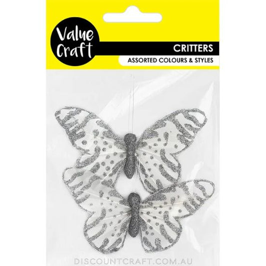 Craft Butterfly Silver 2pk